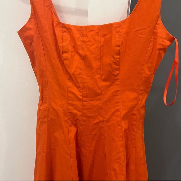 NEW Staud Mini Dress Orange Wells Fit and Flare Sleeveless size 2 - Picture 8 of 13